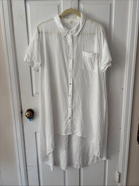 Eileen Fisher White Linen Button-Front Shirt